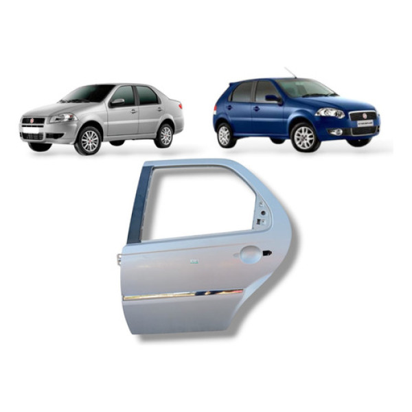 Porta Traseira Esquerda  Siena Palio 2008 A 2012 Traseira Esquerdo Prata