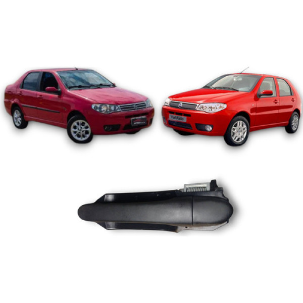 Maçaneta Traseira Esquerda Palio Siena 2005 A 2012 Preto Traseira