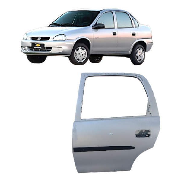Porta Traseira Esquerda Corsa Classic 1997 A 2010 Traseira Esquerda Prata